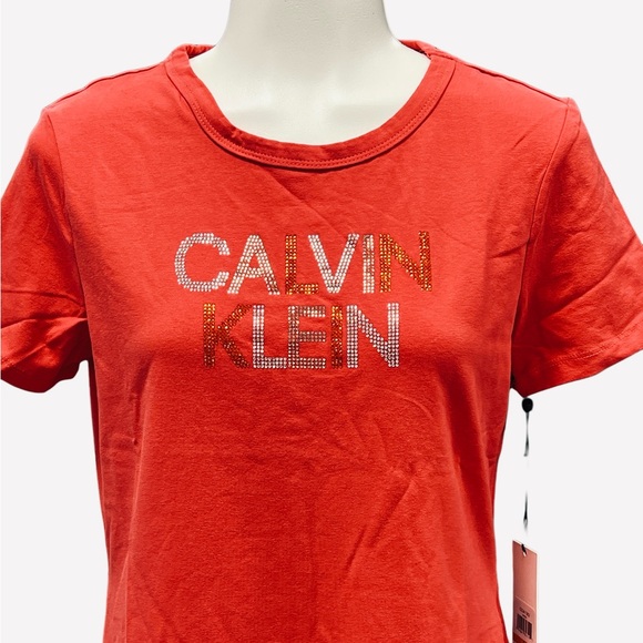 Calvin Klein Relaxed Short Sleeve Midi Logo T-Shirt Dress Watermelon Size S - Picture 4 of 9